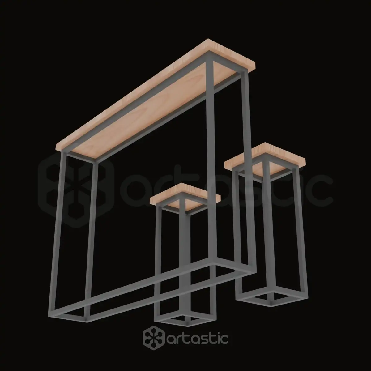 Wood & Metal Dining Table Set 2