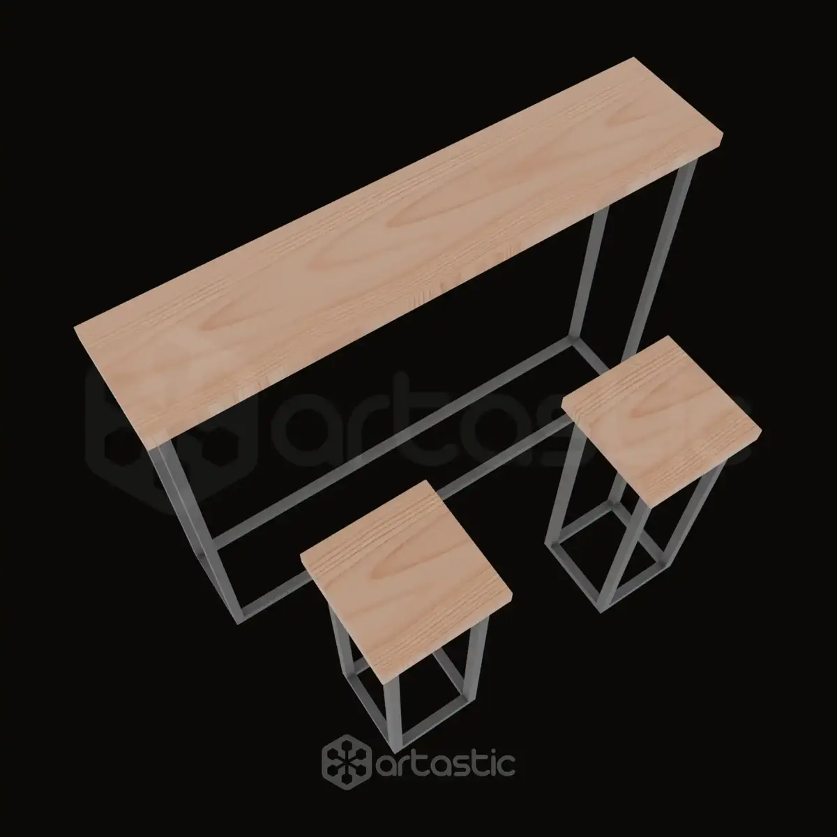 Wood & Metal Dining Table Set 3