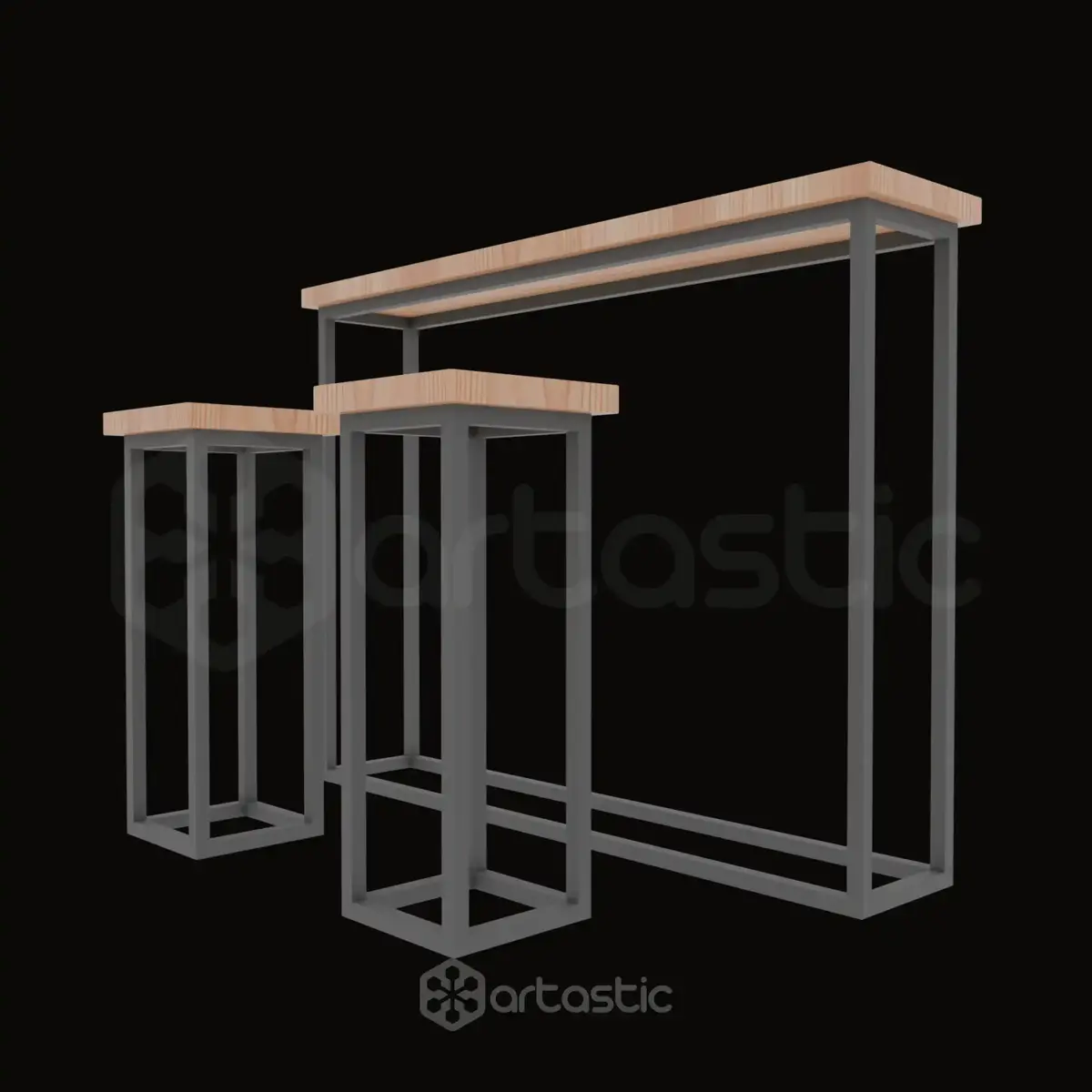 Wood & Metal Dining Table Set 4