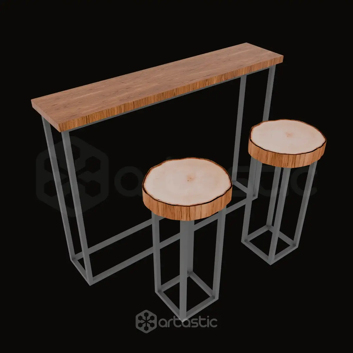 Wood & Metal Table Set-2