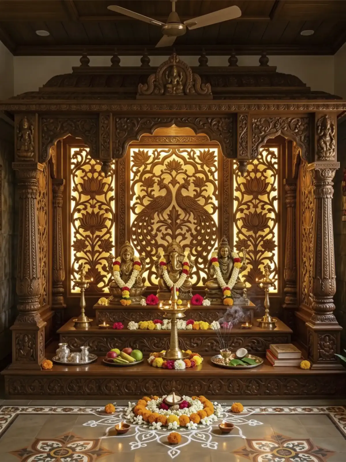 Custom Wood Pooja Rooms