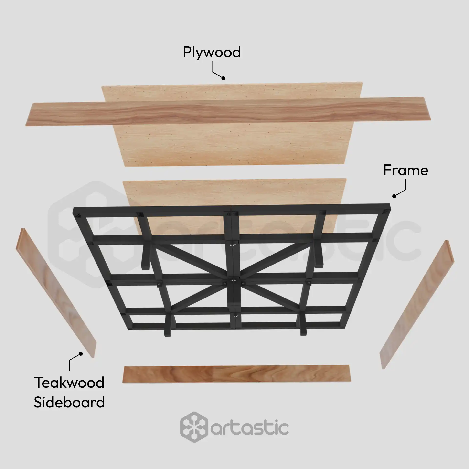 Floating Bed - Without Head Board - King Size view 3