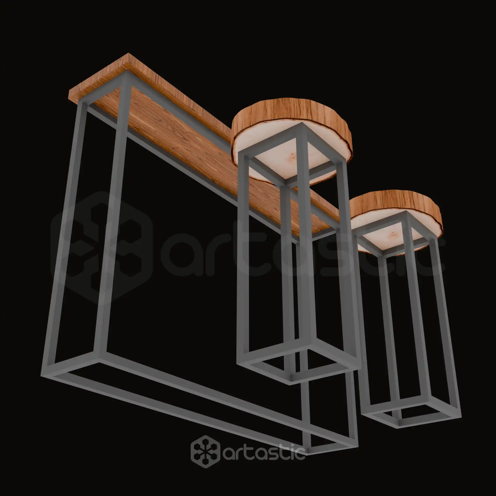 Wood & Metal Table Set-2 view 2