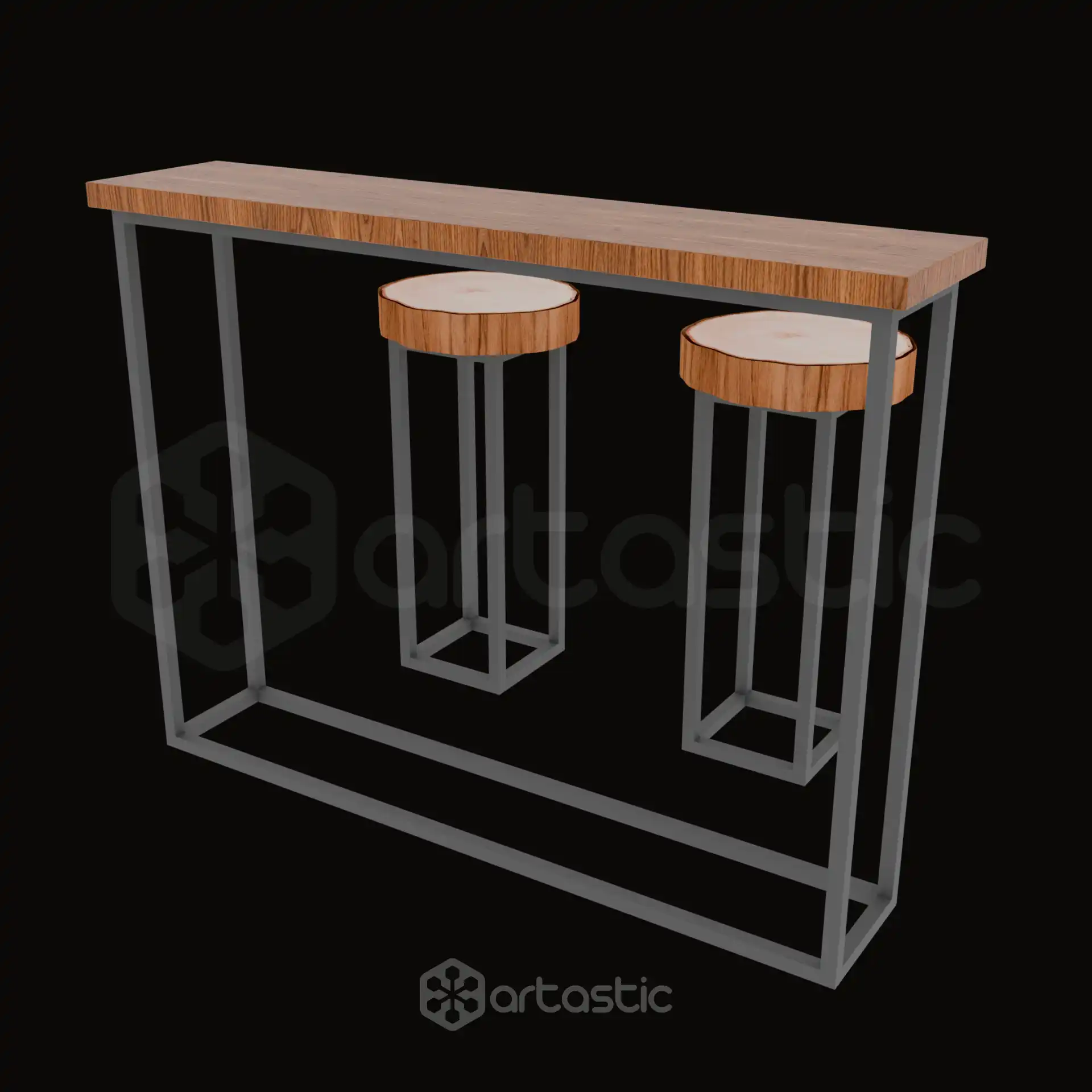 Wood & Metal Table Set-2 view 4