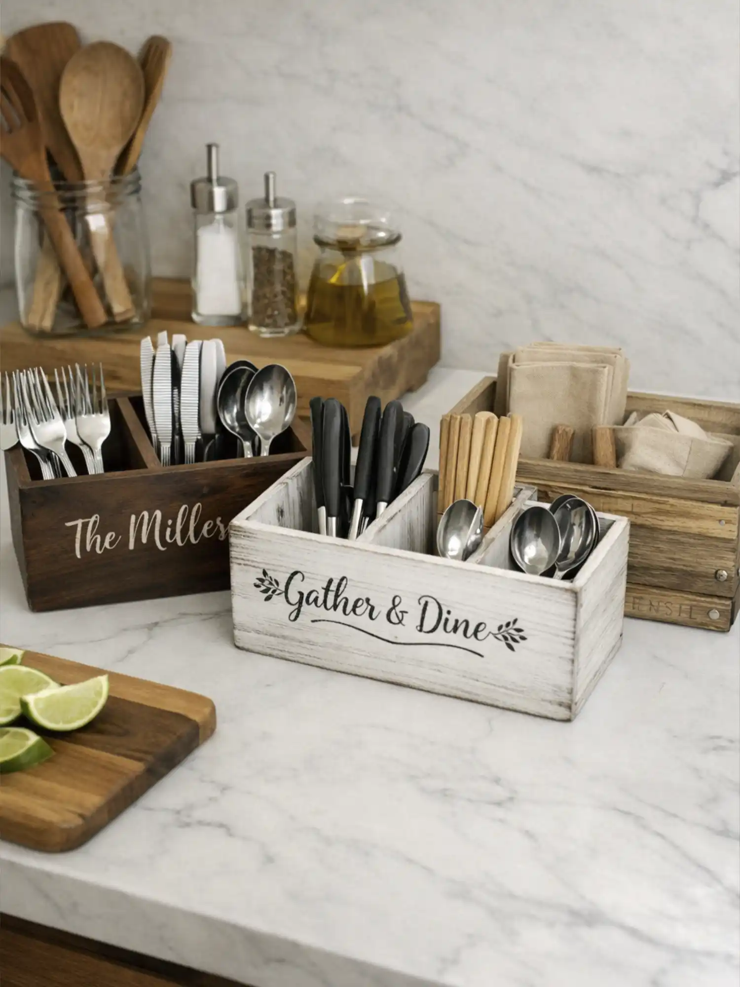Customized Wooden Multipurpose Cutlery Holder