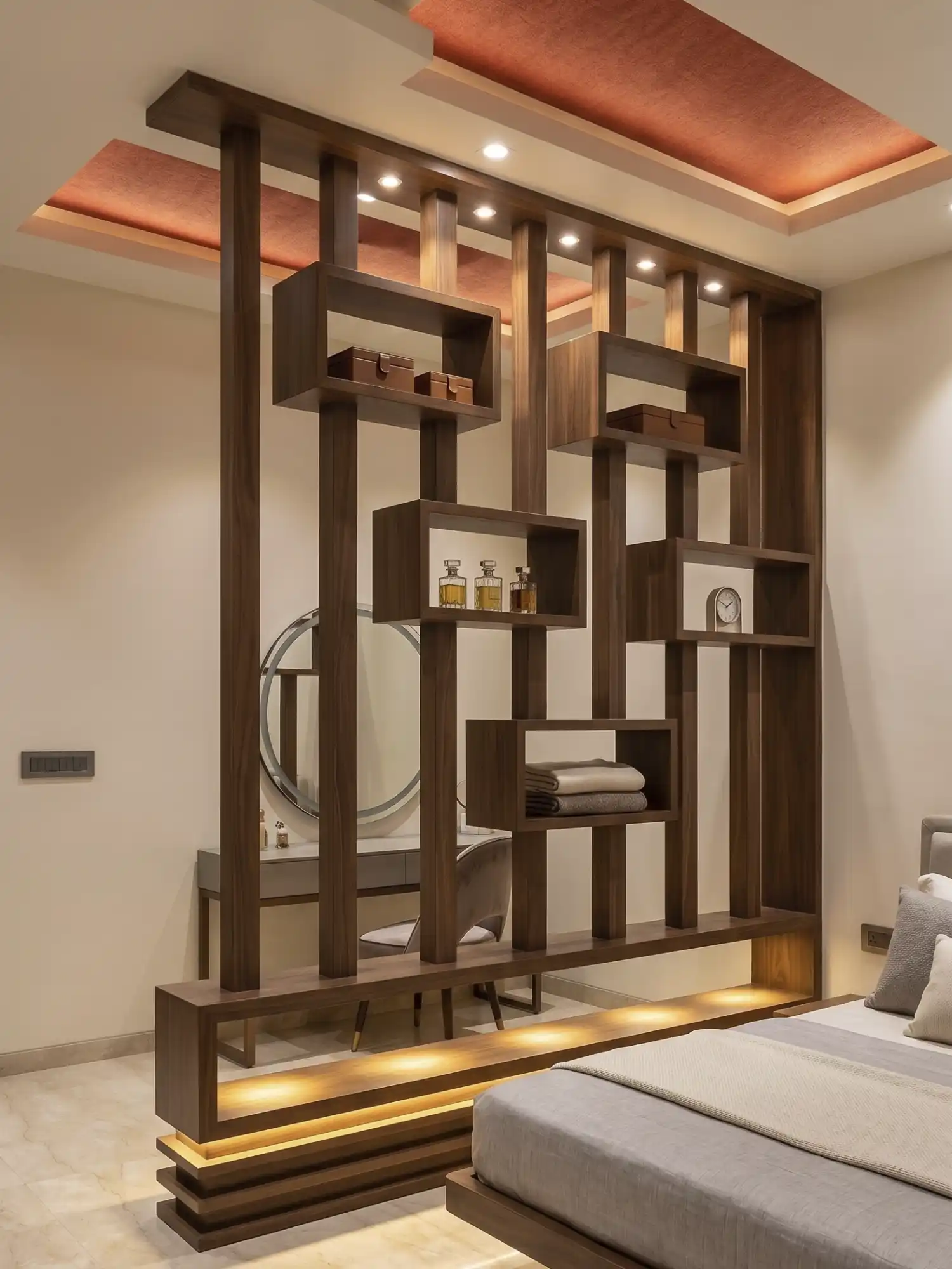 Wooden Partition in Bedroom