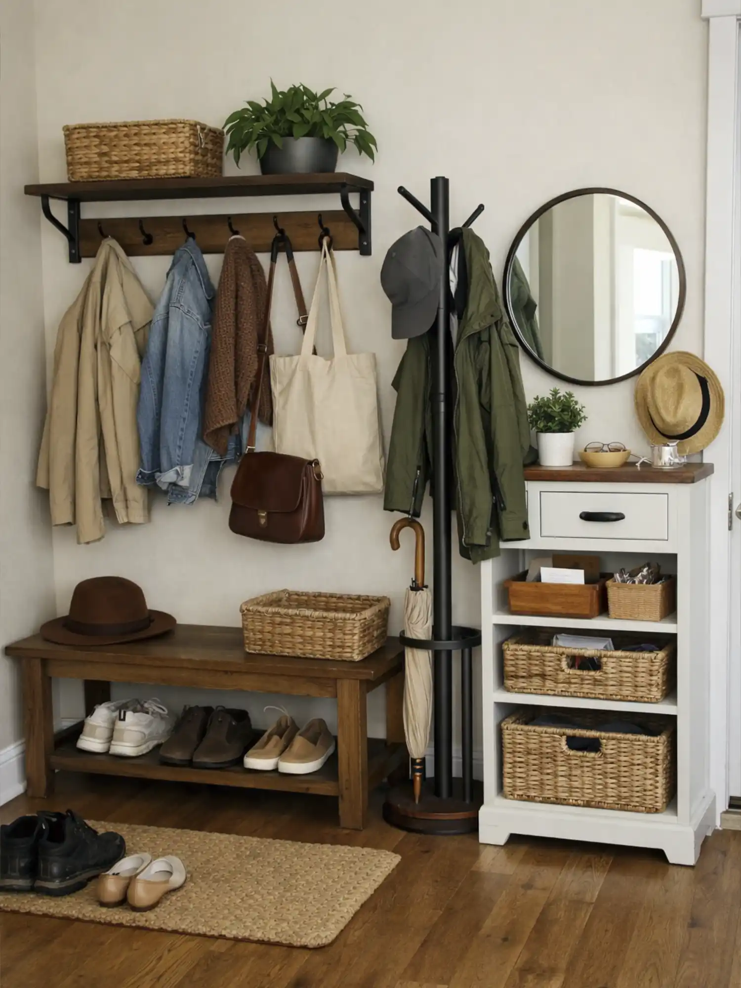 Custom Wooden Entryway Organizers