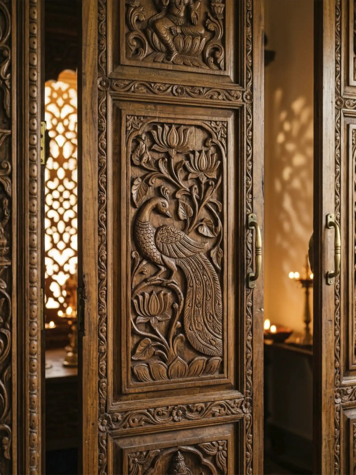 Custom Wood Pooja Rooms detail - Artastic Chennai
