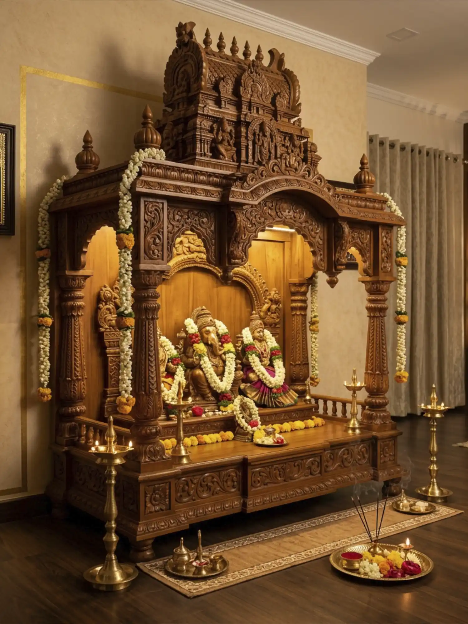 Custom Pooja Mandir and Mandap with Gopuram
