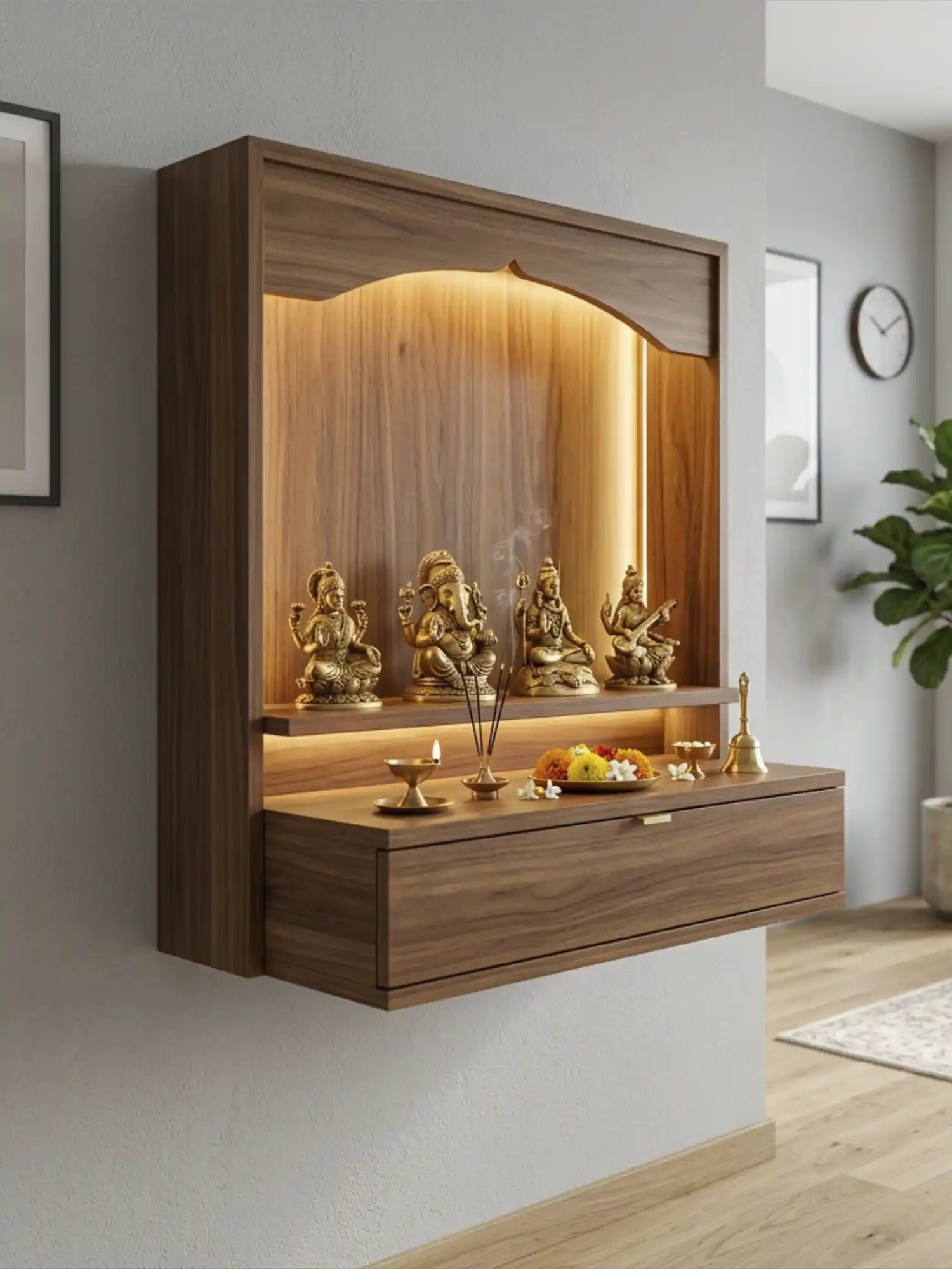 Modern Wall-Mounted Pooja Units