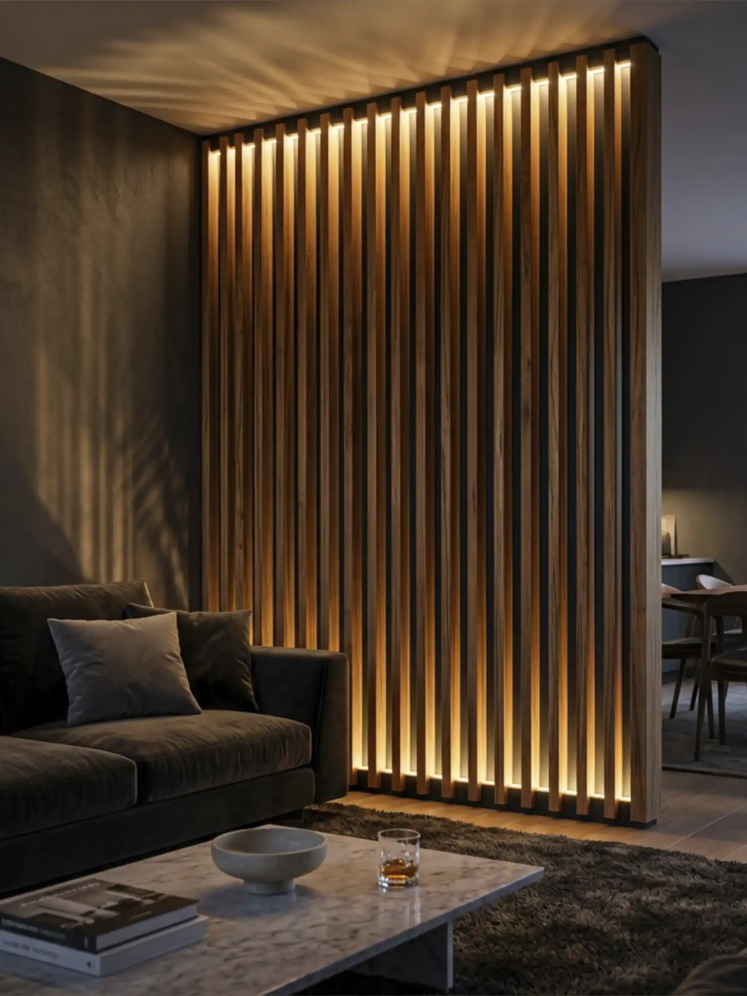 Wooden Partition with Lights